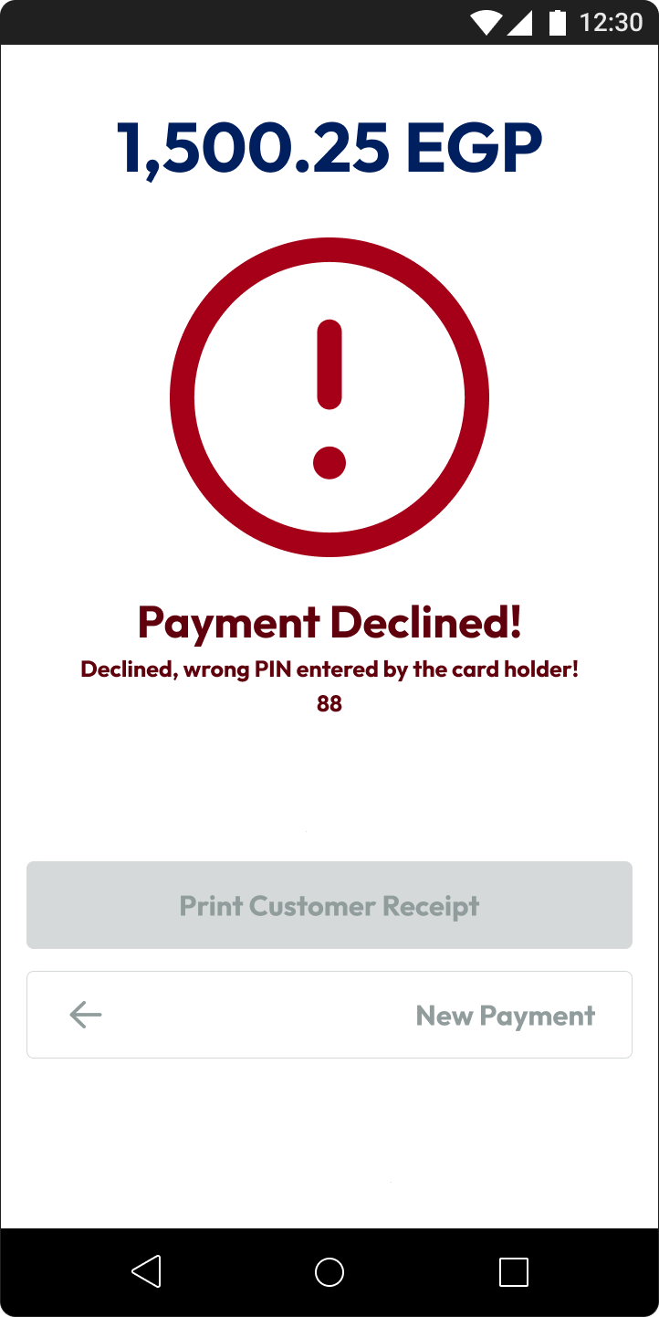 POS card payment — Declined